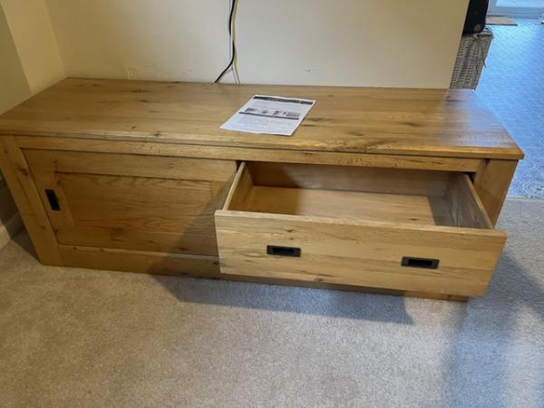 Image 2 of Solid Oak TV Unit with Drawers