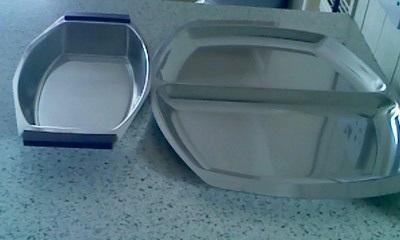 Preview of the first image of 2 items,-Stainless Steel Serving platter + dish..