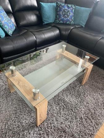 Image 2 of Glass Top Coffee Table with Shelf xx PRICE REDUCED xx