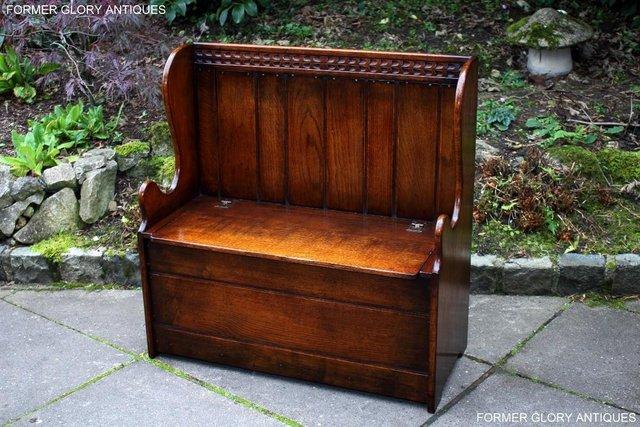 Image 3 of A TITCHMARSH AND GOODWIN OAK BENCH BOX SETTLE PEW ARMCHAIR