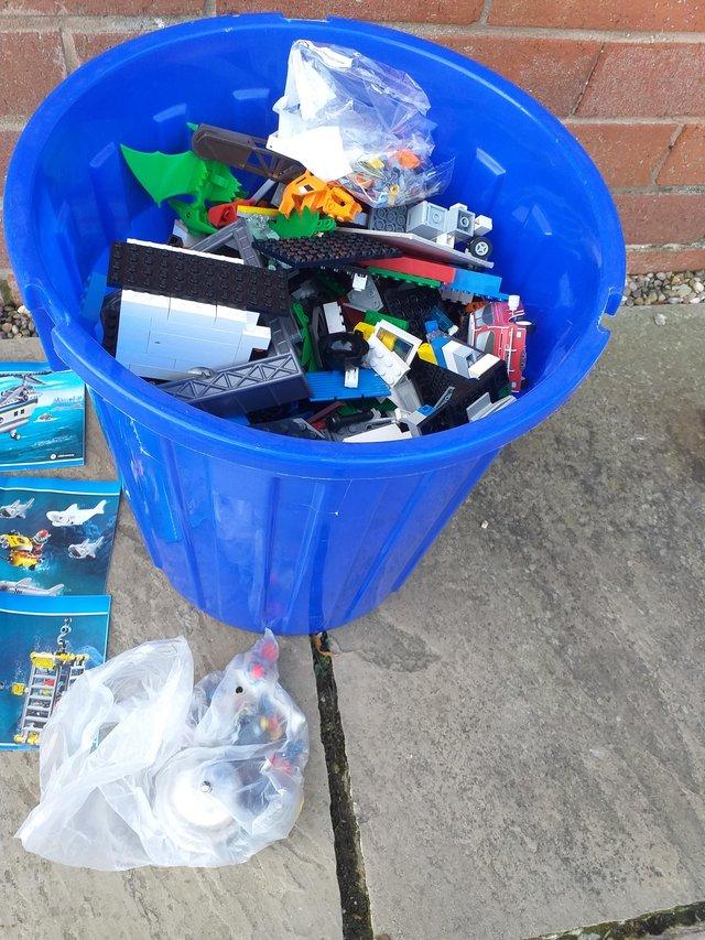 Preview of the first image of Large Bin of LEGO with 10 sets Of Instructions.