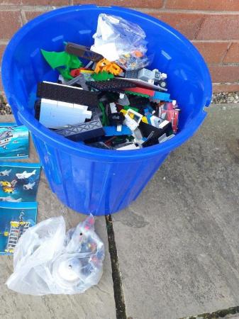Image 1 of Large Bin of LEGO with 10 sets Of Instructions