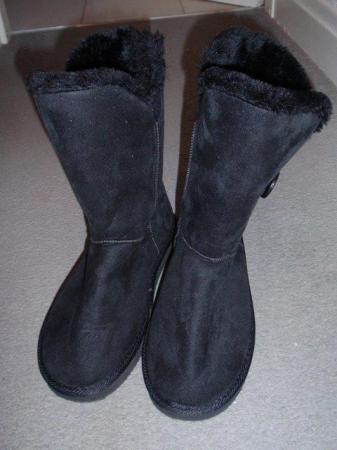 Image 2 of Brand New Black Furry Lined Boots