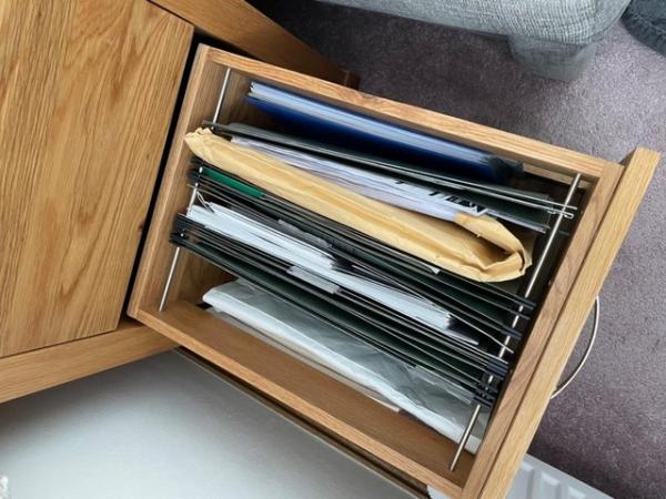Image 1 of Baumhaus Mobel Oak 3 drawer filing cabinet