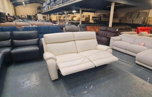 Image 10 of La-z-boy off white leather electric recliner 3 seater sofa