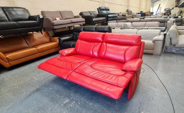 Image 10 of La-z-boy Raleigh red leather electric 3 seater sofa