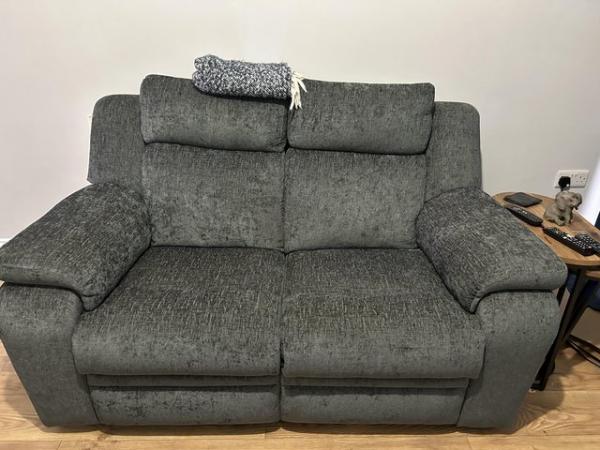 Image 1 of 2 Seater Grey Electric Recliner sofa.