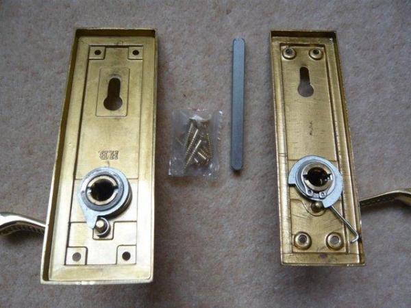 Image 2 of Door handle - exterior, pair for one door, brass
