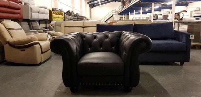 Image 6 of New Bakerfield chesterfield black leather armchair