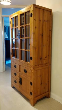 Image 2 of Asian Solid Pine Display Cabinet