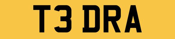 Preview of the first image of T3DRA TED Number Plate Private Personalised Registration.