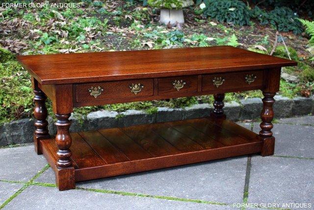 Image 115 of TAYLOR & Co STRESSED OAK THREE DRAWER POTBOARD COFFEE TABLE