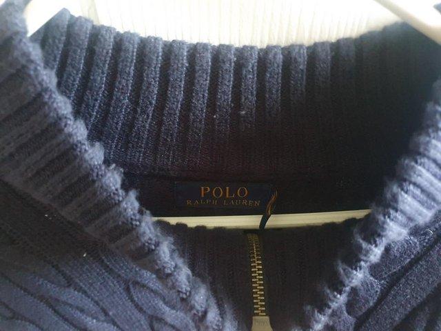 Preview of the first image of Ralph Lauren Polo Mens Navy Cable Knit Long Sleeve Jumper, S.