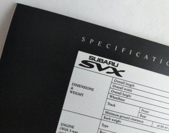 Image 3 of Subaru SVX coupe UK Sales Brochure 1992