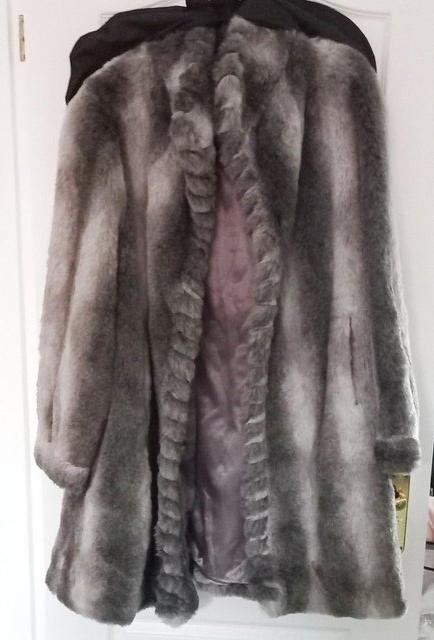 Preview of the first image of ROMAN XXL GREY FAUX FUR ¾ JACKET. BEAUTIFUL..
