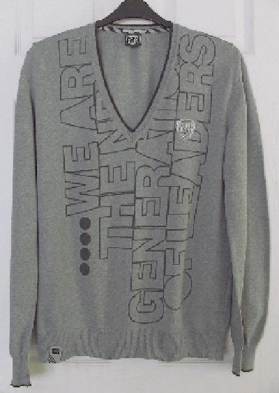 Preview of the first image of Men's Grey V Neck Jumper By Beck & Hersey - Size L   B9.