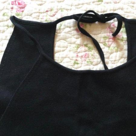 Image 6 of Sz 14 NEXT Silk Mix High Neck Beaded Black Strappy Knit Top