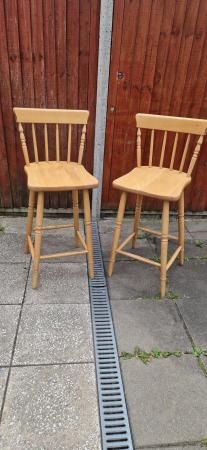 Image 3 of 2 wooden bar stools/ high chairs