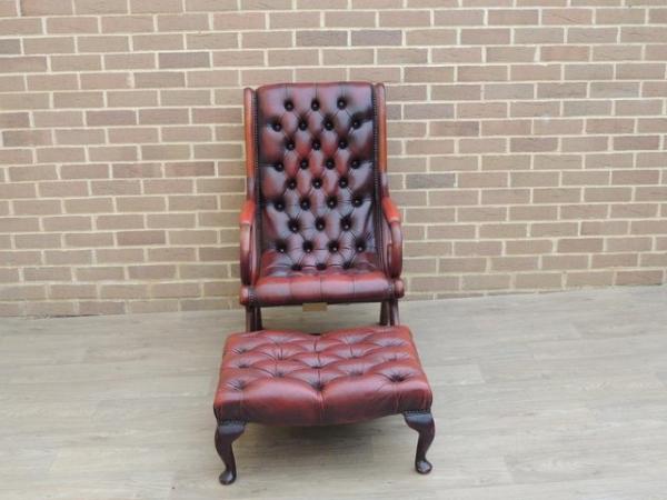 Image 3 of Vintage Chesterfield Slipper Chair with Footstool (UK Delive