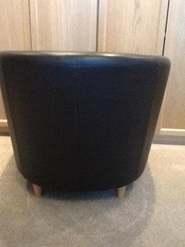 Preview of the first image of Tub Chair - Comfortable, Black Leather.