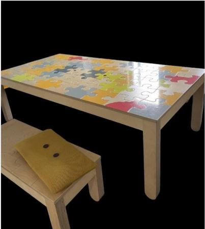 Image 4 of Large Multi-coloured Jigsaw embossed/patterned meeting table