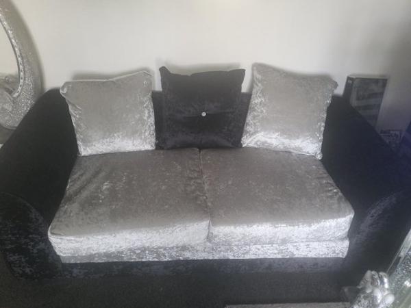 Image 2 of 2 & 3 crushed velvet seater sofa