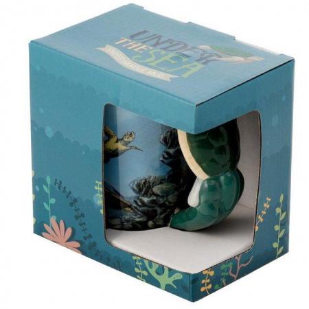 Image 2 of Fun Underwater Design Shaped Handle Turtle Mug. Free uk Post
