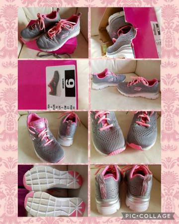 Image 2 of SKECHERS like NEW memory foam trainers pink and silver uk3