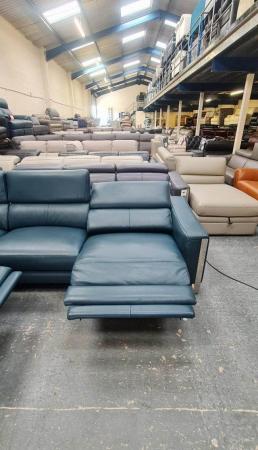 Image 4 of Torres turquoise leather electric recliner corner sofa