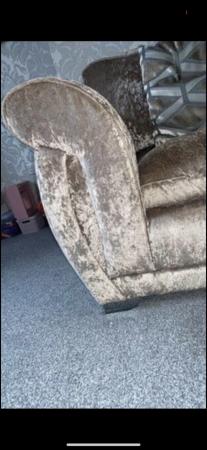 Image 2 of Mink velvet sofa 2 seater good condition