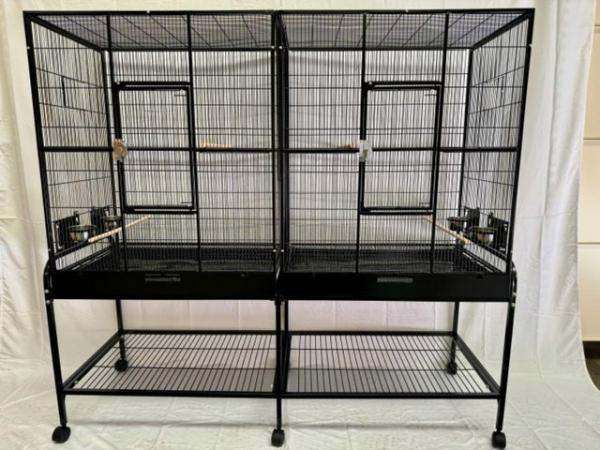 Image 1 of Parrot-Supplies Premium Double Flight Parrot Cage With Stand