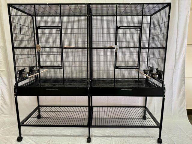 Preview of the first image of Parrot-Supplies Premium Double Flight Parrot Cage With Stand.