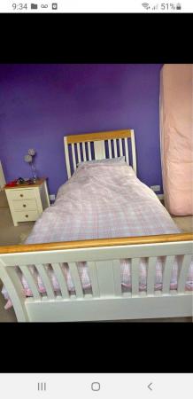 Image 1 of Solid oak single bed frame white colour