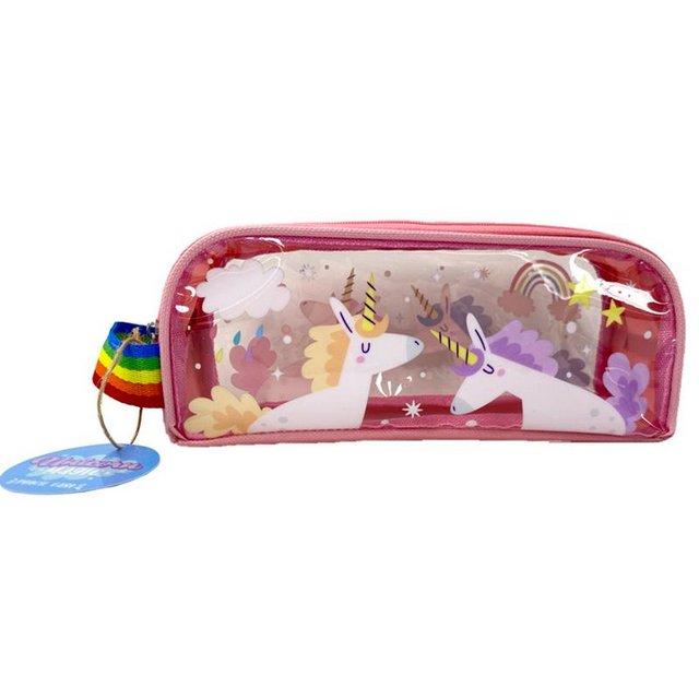Preview of the first image of Clear Window Pencil Case - Unicorn Magic. Free uk Postage.