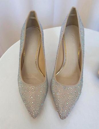 Image 1 of Classic nude crystal encrusted pointed court shoe. New in bo