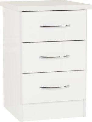 Preview of the first image of Nevada 3 drawer bedside in white gloss.