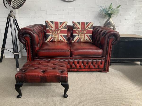 Image 3 of Classic 2 seater oxblood Chesterfield sofa. Can deliver.,