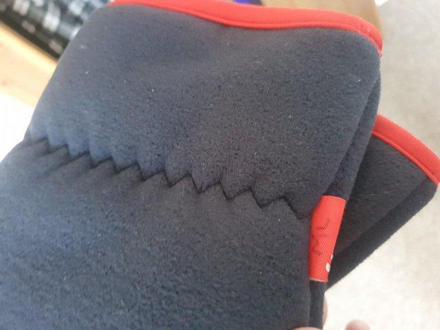 Preview of the first image of Flexitog Blue and Red Fleece Lined Mittens Gloves.