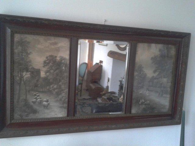Preview of the first image of Rare 1880's Victorian picture mirror, bevelled mirror.