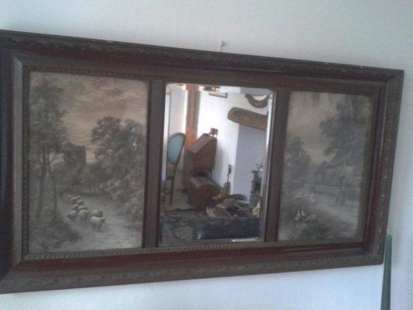 Image 1 of Rare 1880's Victorian picture mirror, bevelled mirror