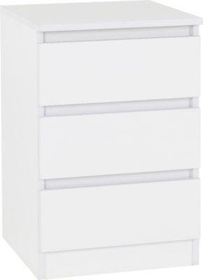 Image 1 of MALVERN 3 DRAWER BEDSIDE - WHITE  Assembled Sizes W x D x H