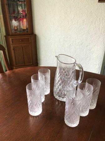 Image 1 of Water/drinks set. Crystal jug and six glasses