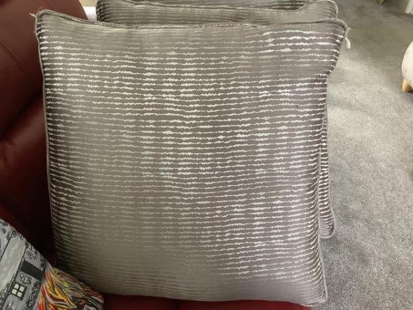 Image 2 of 4 large cushions and covers, silver