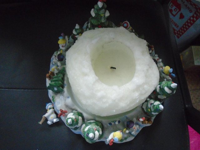 Preview of the first image of Partylite Snowbell 3 wick candle holder with large snowball.