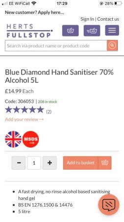 Image 2 of Blue Diamond hand Gel Sanitiser