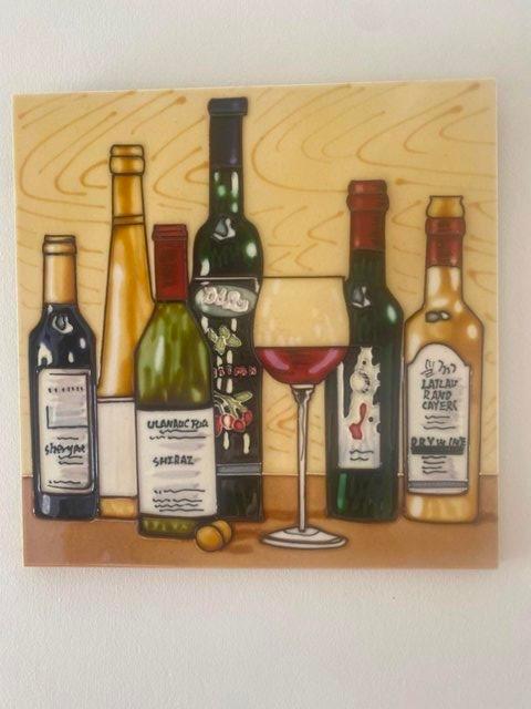 Preview of the first image of Ceramic Wall Art Wine o’clock Picture.