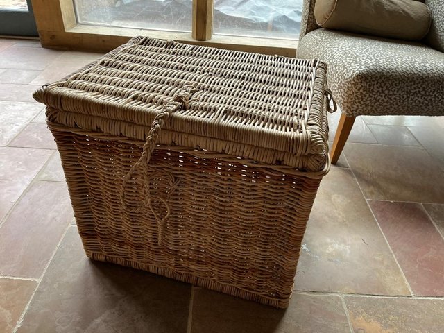Preview of the first image of large square wicker basket.