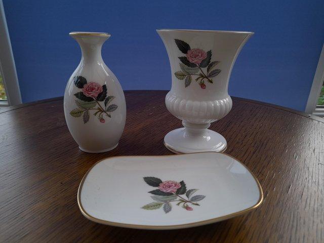 Preview of the first image of Wedgwood Hathaway Rose China.trio set.