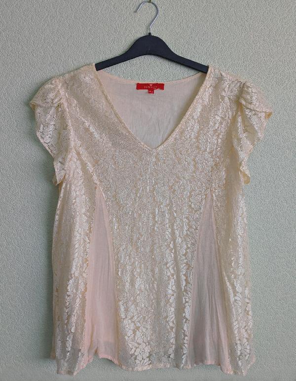 Preview of the first image of Pretty Ladies Lace Panelled Top By Together - Size 12.