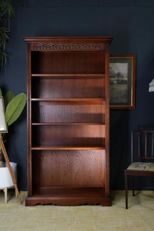 Image 7 of Tudor Style Solid Oak Old Charm Open Front Bookcase